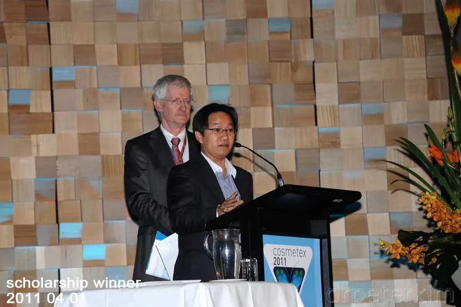 Dr Peter Kim speaking at Cosmetex 2011 as a scholarship winner.
